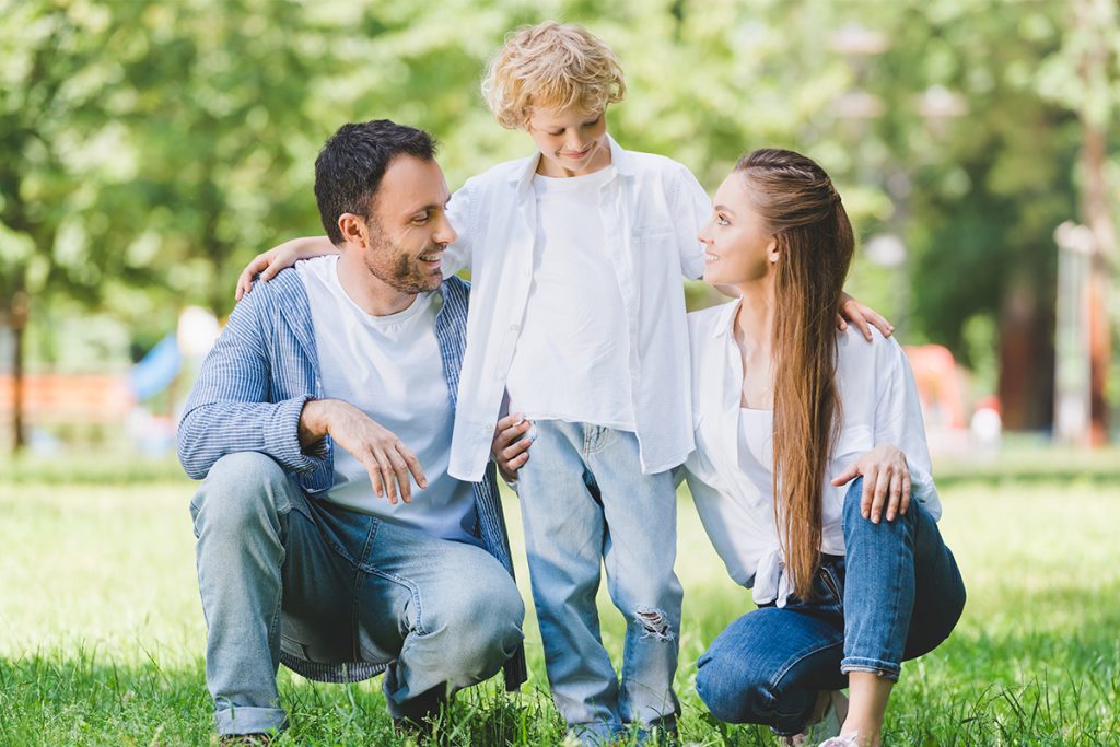 Happy family in park